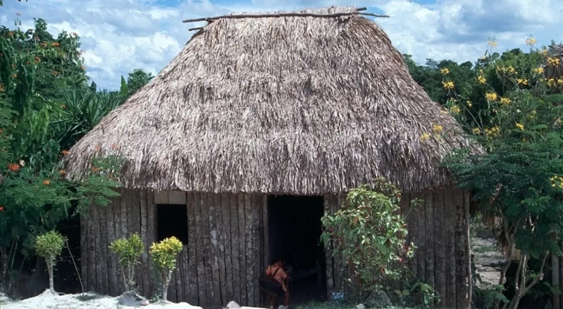Traditional Yucatec Maya dwelling home in Northern Belize