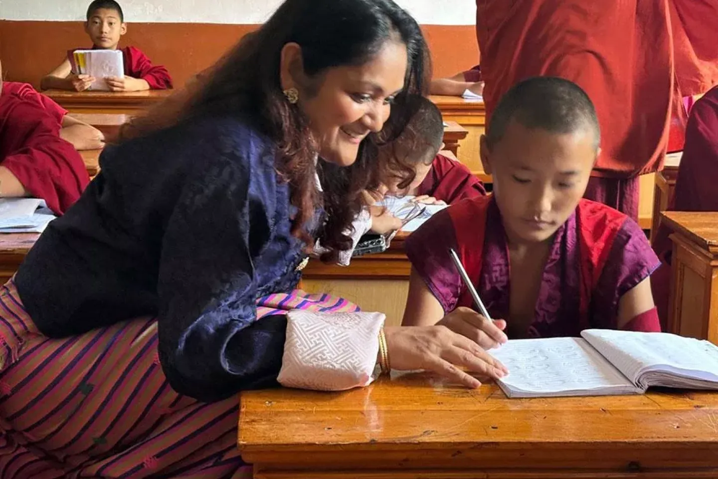 UNICEF Rep with a a child monk 