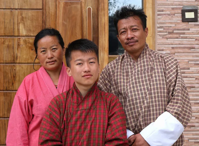 A child with his father and mother 