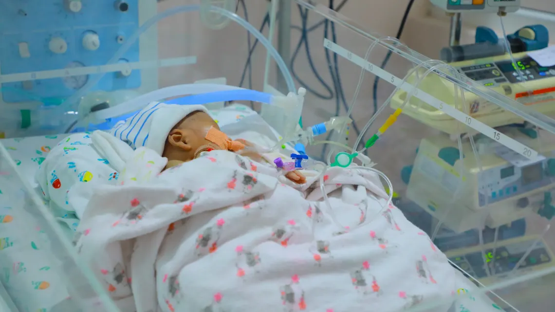 A newborn at the Neonatal ICU