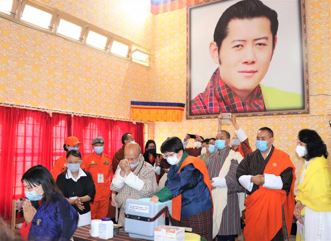 The mass COVID-19 vaccination begins in Thimphu.