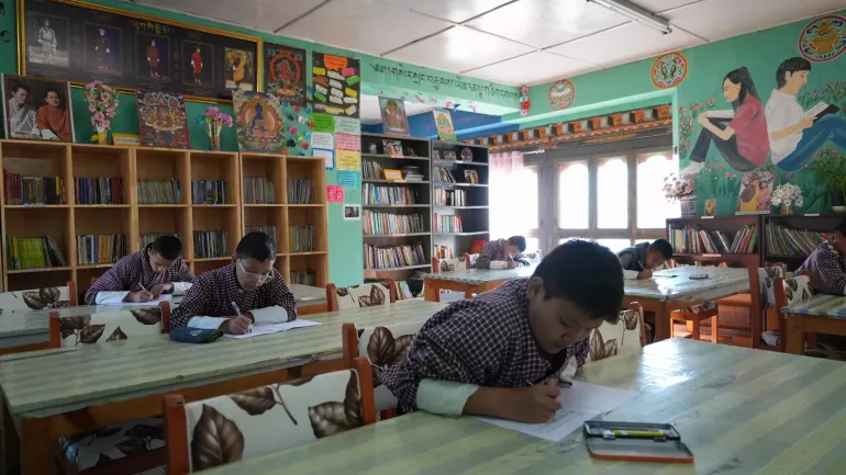 Students appear the National Education Assessment in Thimphu 