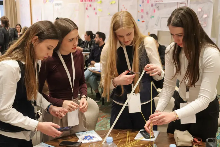 Participants collaborate during the Regional UPSHIFT Innovation Challenge in Skopje, exploring challenges they care about, testing ideas and developing solutions together through UNICEF&rsquo;s UPSHIFT methodology. 