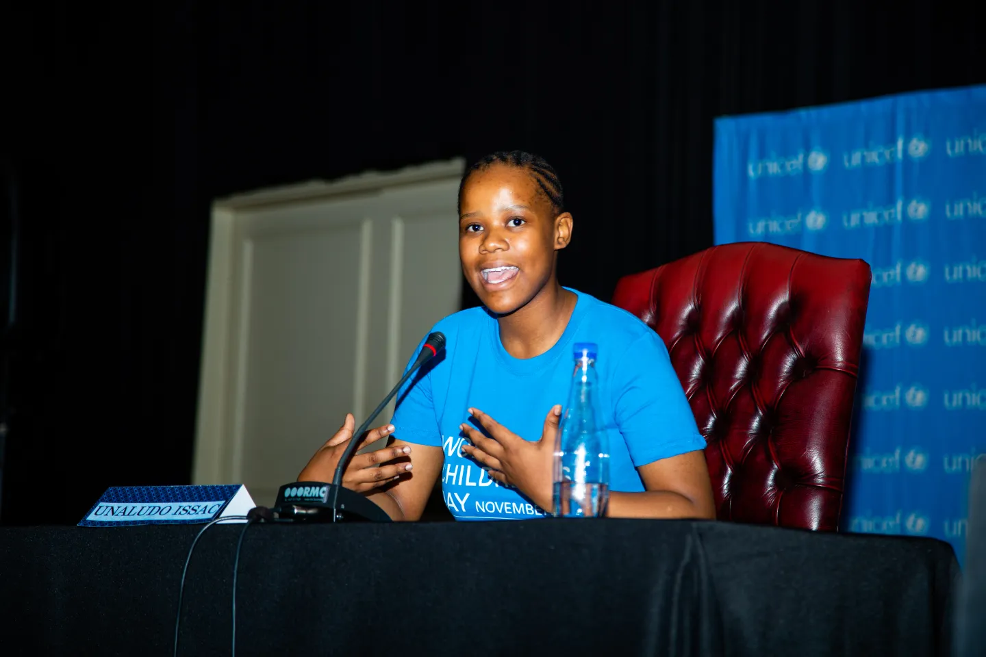 Unaludo Isaac, National Children's Consultative Forum Chair, delivering the State of Children's Address 