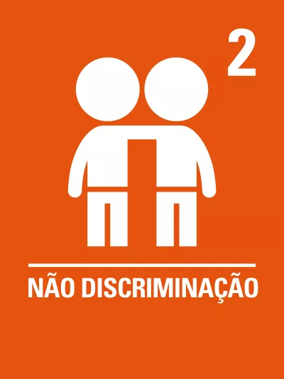&iacute;cone representa a n&atilde;o discrimina&ccedil;&atilde;o, com dois bonequinhos se abra&ccedil;ando