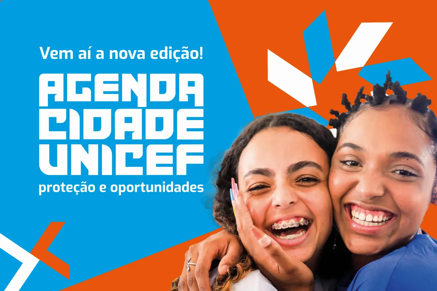 agenda cidade unicef prote&ccedil;&atilde;o e oportunidades, com duas meninas na arte