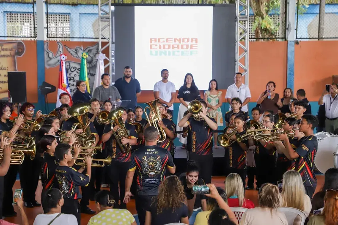 banda de metais toca em cerim&ocirc;nia da Agenda Cidade UNCEF em Manaus