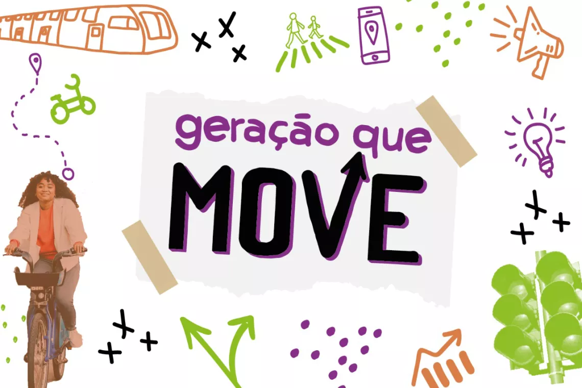 Iniciativa engaja adolescentes e jovens de favelas e periferias do Rio de Janeiro e de S&atilde;o Paulo para participar de solu&ccedil;&otilde;es sobre mobilidade urbana, retorno seguro &agrave;s escolas e acesso a oportunidades - Imagem: Logo do projeto Gera&ccedil;&atilde;o que Move