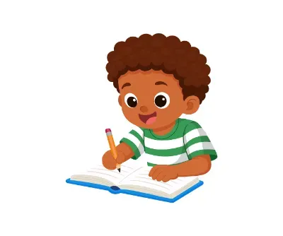 &iacute;cone menino escrevendo em caderno