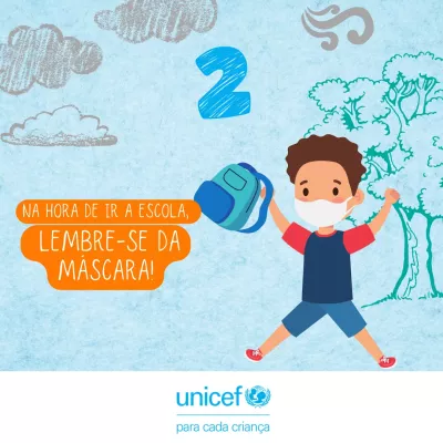 na hora de ir &agrave; escola, lembre-se da m&aacute;scara!