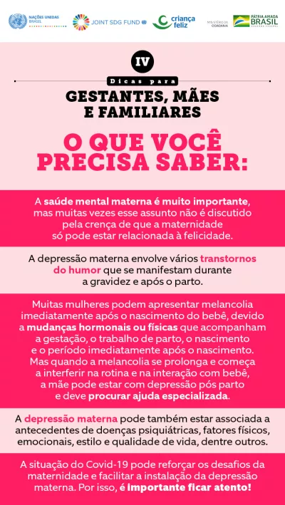 card com dicas para saúde mental de gestantes e mães