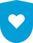 Icono de un escudo con un coraz&oacute;n