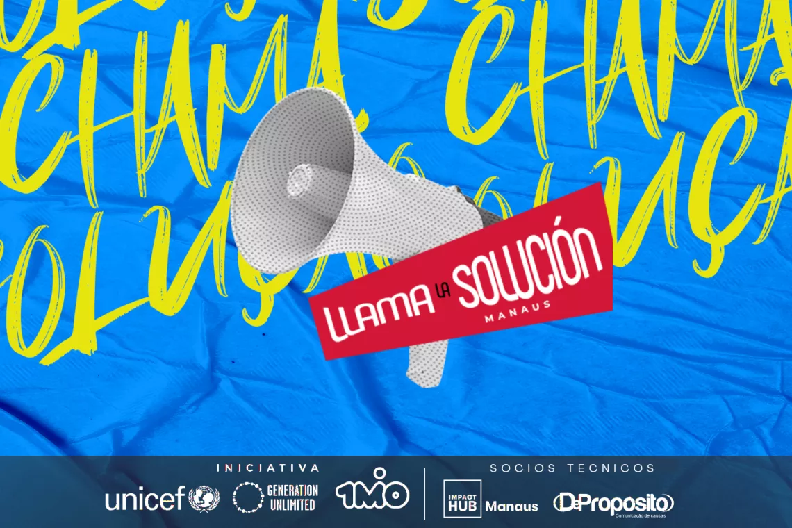 El Marat&oacute;n Social Llamas en Soluci&oacute;n Manaus es parte de la articulaci&oacute;n nacional &ldquo;Un mill&oacute;n de oportunidades&rdquo;. Las mejores propuestas recibir&aacute;n tablets y kits de aprendizaje. Imagen logo del proyecto