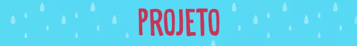 Tira azul escrito projeto em vermelho
