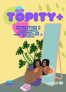 Desenho da capa da publica&ccedil;&atilde;o mostra uma adolescente sendo abra&ccedil;ada por seu reflexo no espelho