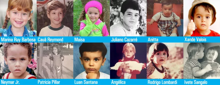 Fotos de diversos artistas quando crian&ccedil;a. 