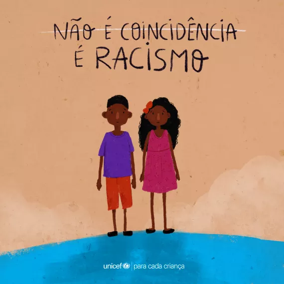 desenho mostra uma menina e um menino negros