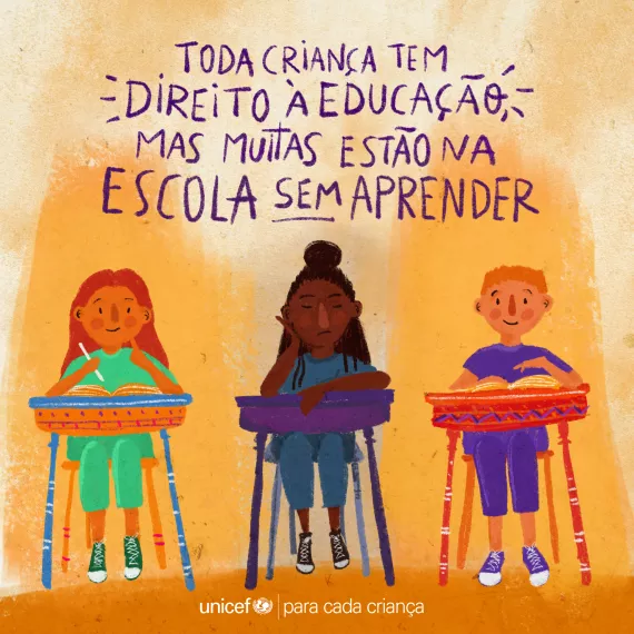 desenho mostra crian&ccedil;as na sala de aula
