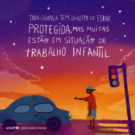 desenho mostra uma crian&ccedil;a vendendo algo no sinal