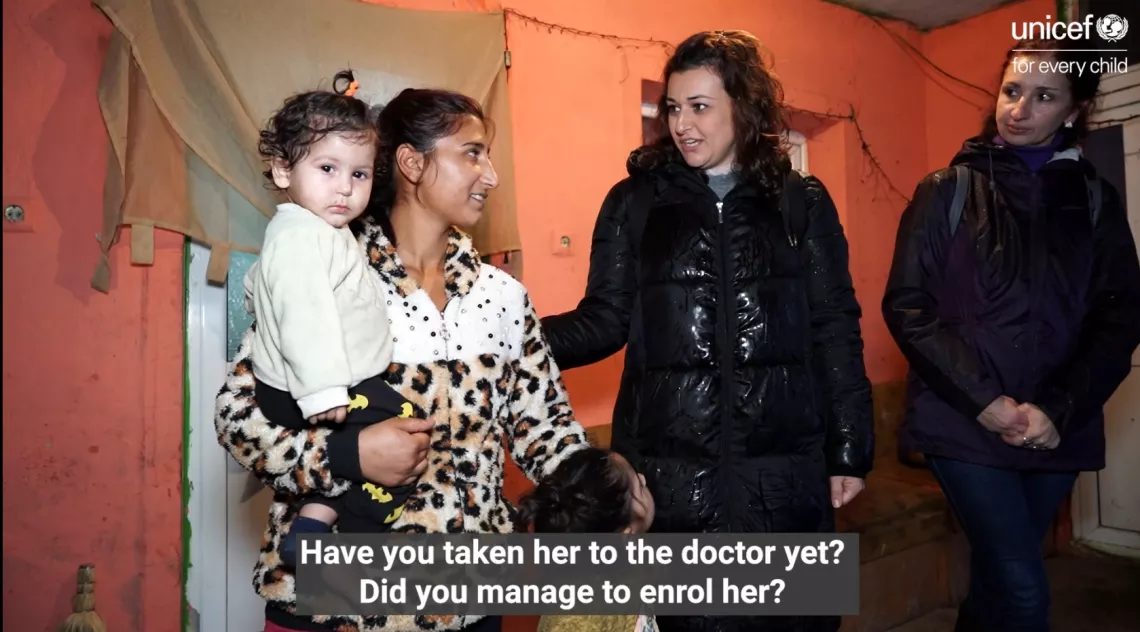The socuial workers meet Velichka Ilieva&rsquo;s family. They has temporarily settled there. Her child Elif was born in Germany, and has no Bulgarian documents.&nbsp;The mobile team has managed to translate and legalise the boy&rsquo;s birth certificate and little Elif can now be registered with a GP and his mother can receive social benefits.