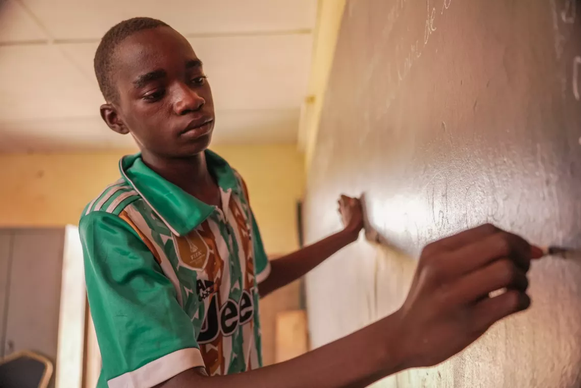 Tamboura Mahamadou attends CM2 classes in Djibo, Sahel Region, Burkina Faso.