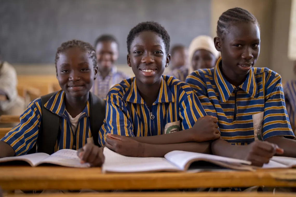 The children are happy to come and learn at the Koumdagnonr&eacute; college on the outskirts of Ouagadougou, the capital of Burkina Faso.