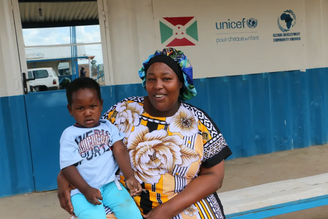 Sabena Mariam, a Congolese refugee living in Musenyi 2, with her son. Both received care at the mobile clinic.