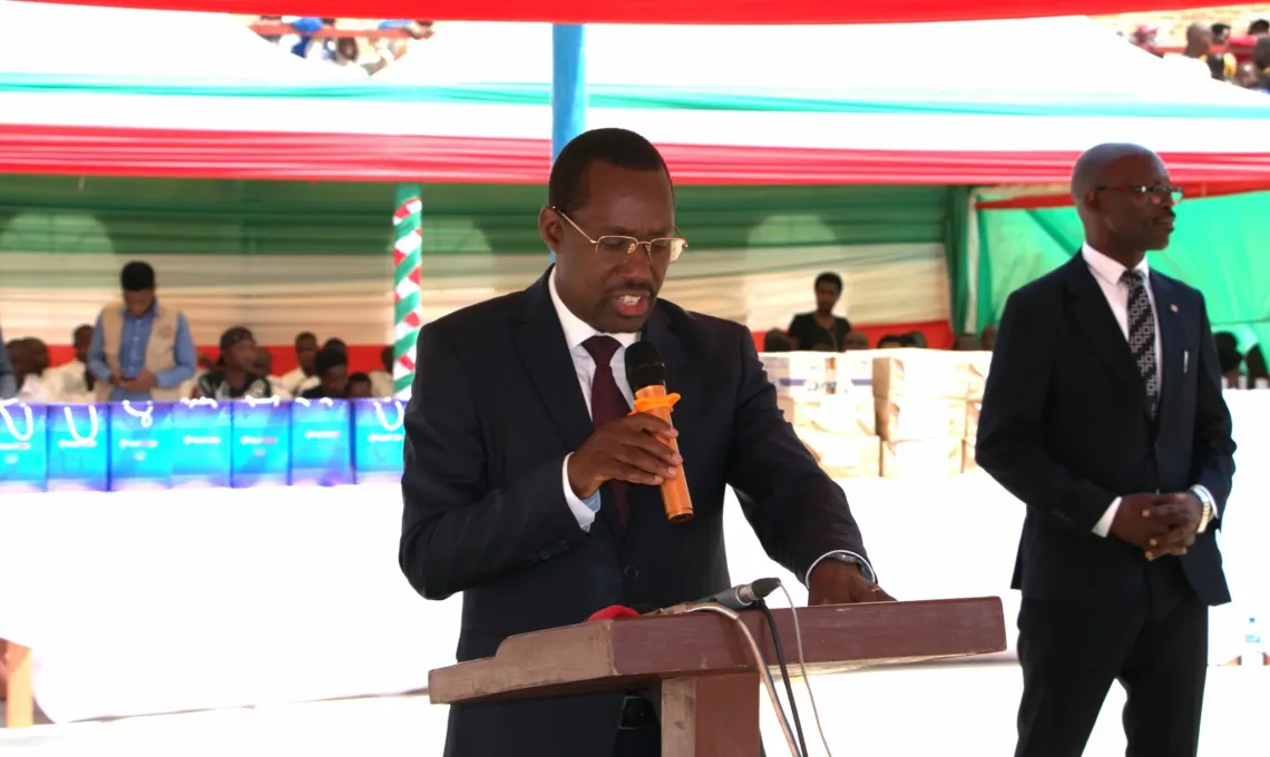 The Minister of National Education and Scientific Research delivering his speech 