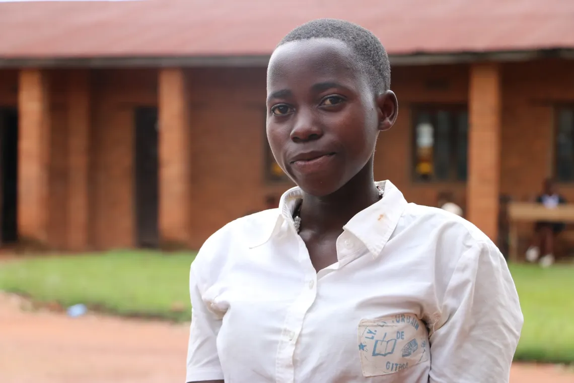 Nibitanga Melissa, a final-year student in charge of the SBAJ club at Gitega Urban High School.