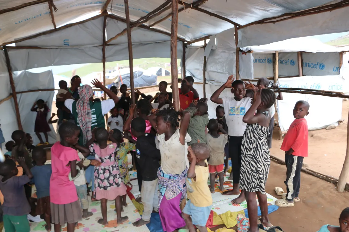 The refugee children of the Busuma camp playing in the Child Friendly Space of Busuma under the supervision of community volunteers from Spring Communities. 