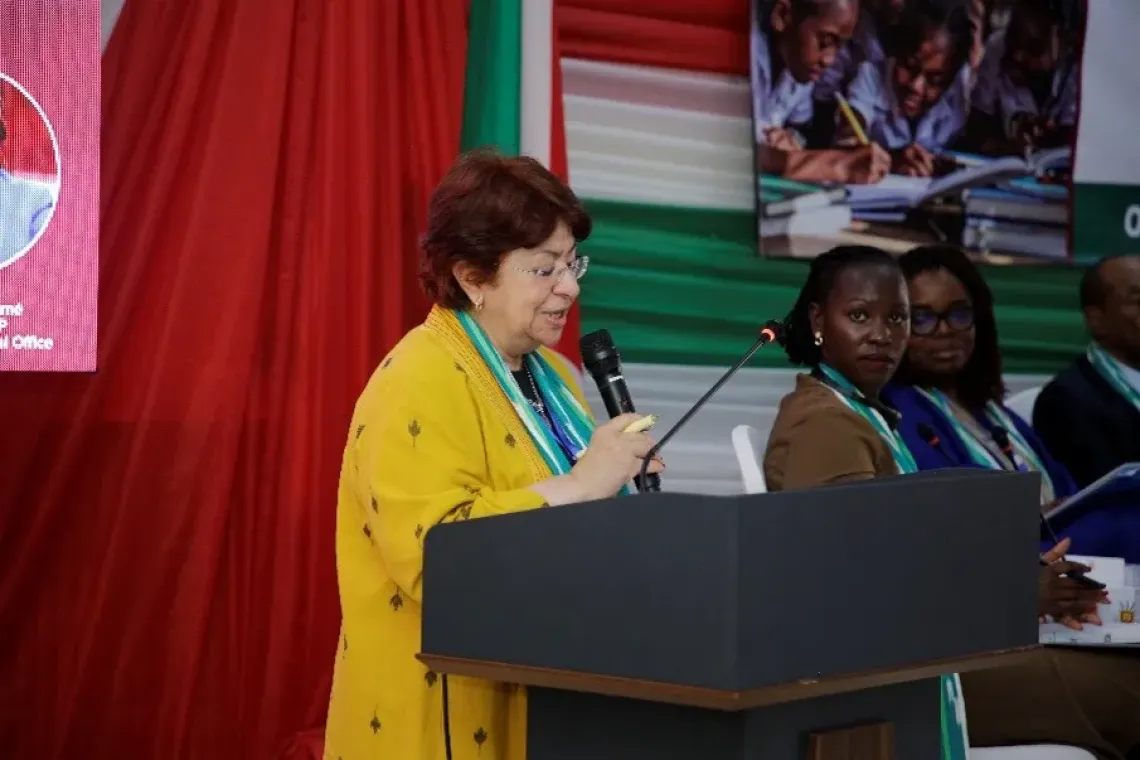 Dr. Laila Gad, UNICEF Representative to the African Union, delivering her closing remarks at the 10th AU/CIEFFA High-Level Forum on Gender Equality in and through Education.