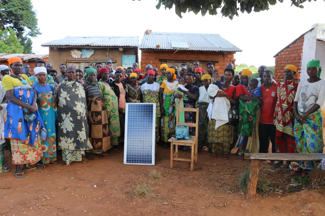 The solidarity group with their collectively owned solar panel. 