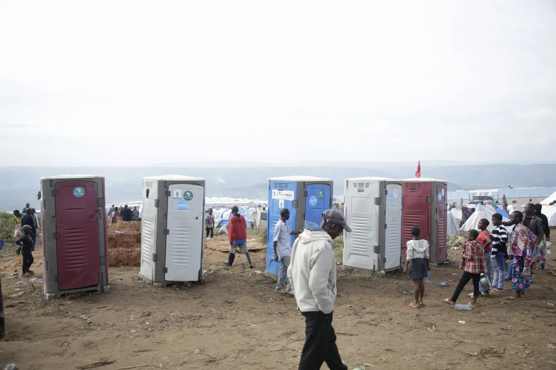 Mobile toilets installed by UNICEF.