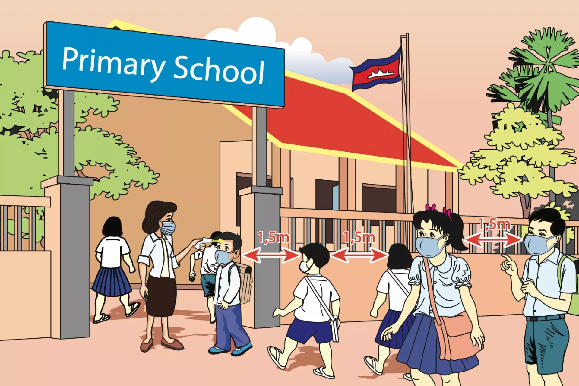 The illustrated handbook features safety guidelines and checklists which help teachers and school directors in Cambodia start the new school year prepared.