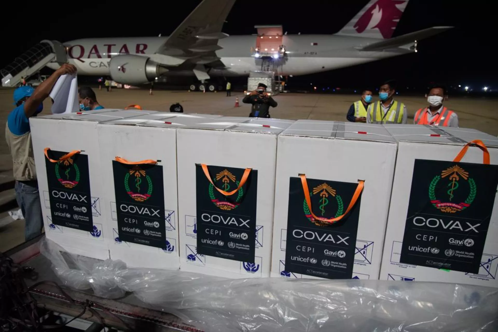 AstraZeneca vaccine licensed to Serum Institute of India (SII) arrived at Phnom Penh International Airport