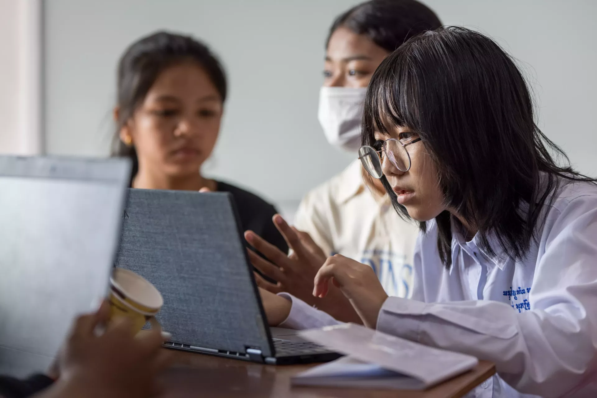Young Girls work on computer