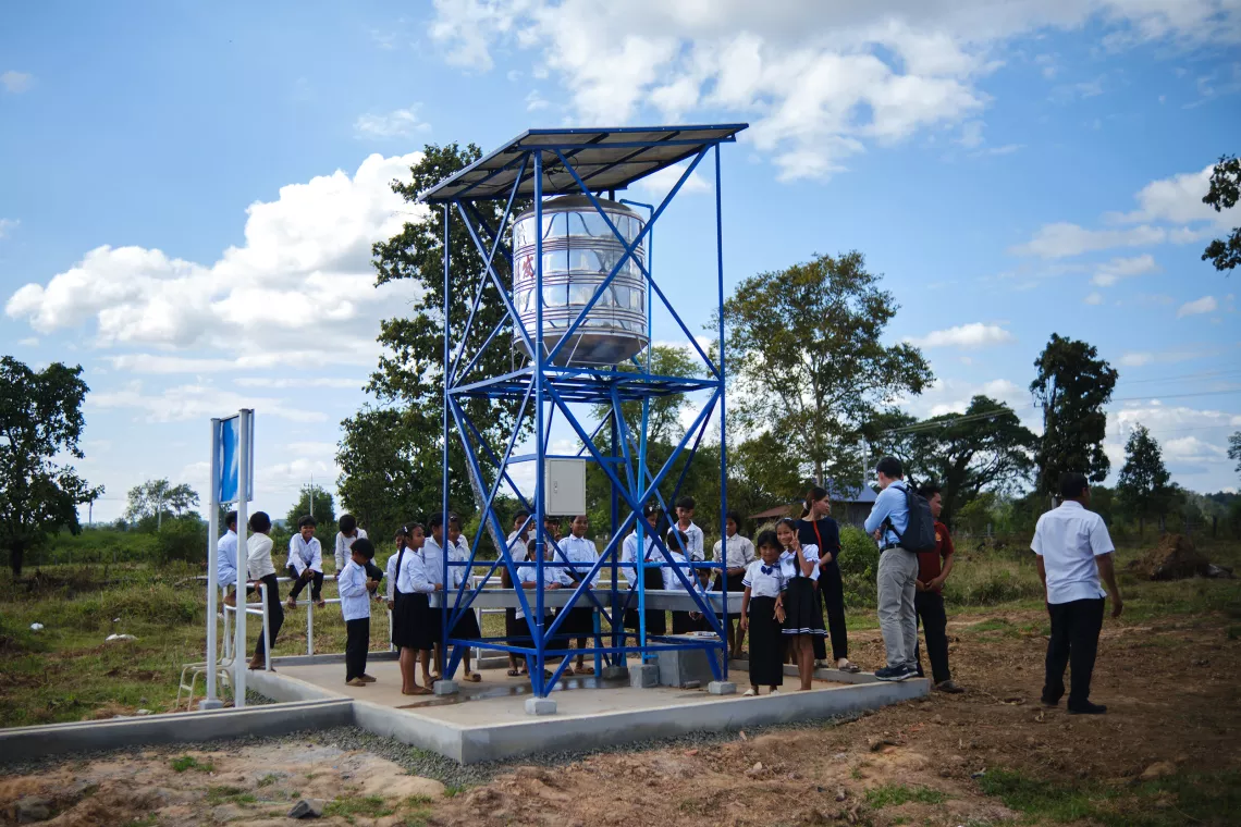 A handwashing station fitted to an automatic pumping system was recently installed at a Ratanakiri primary school