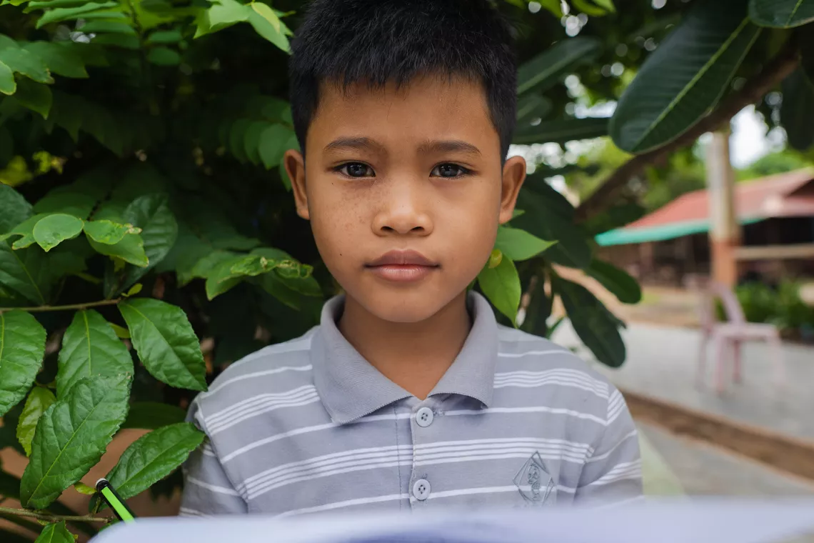 Sun Sakada, a grade three student at Wat Chak Primary School, Siem Reap Province.