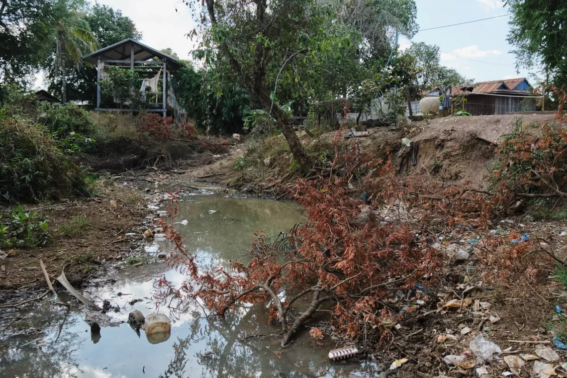 Plastic pollution in water sources in Samotr Leu village heightens the risk of illness for families dependent on surface water such as streams, ponds and rivers