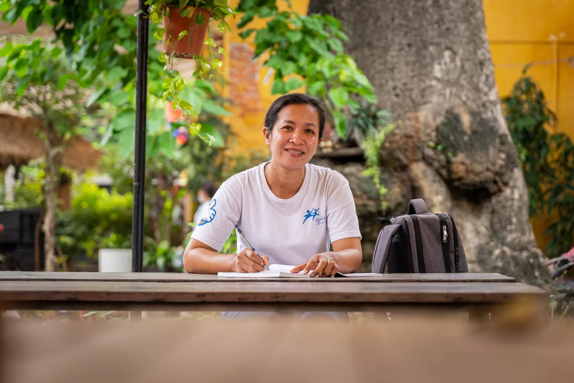 1 December 2021, Ms Sok Lyka, a social worker at Mith Samlanh doing her regular job at her office's campus in Phnom Penh, Cambodia.