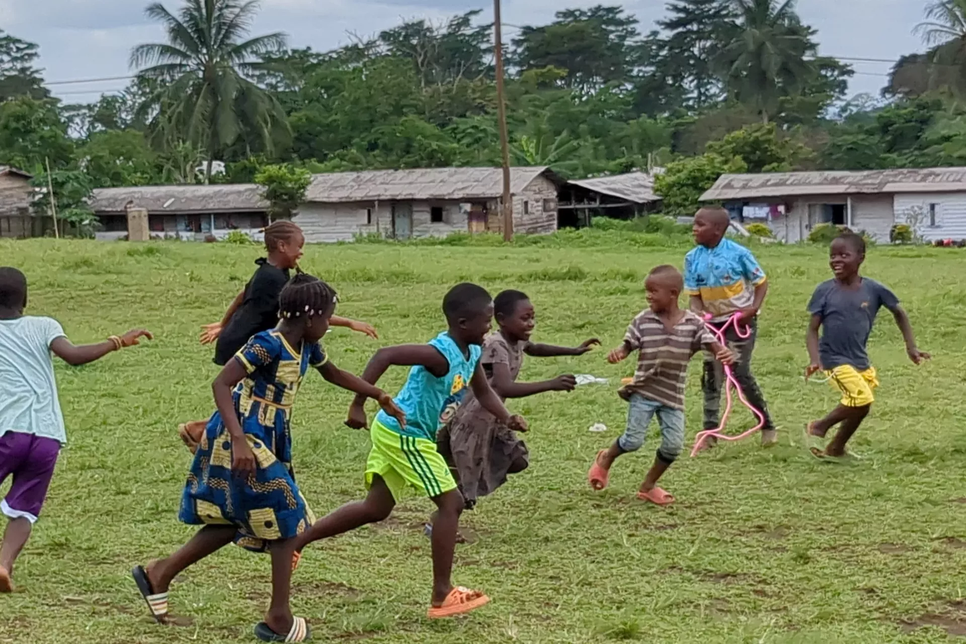 children playing in a child-friendly space