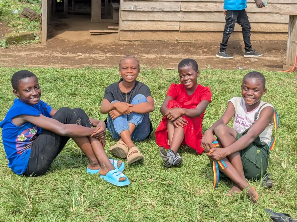 young girls sitting on the floor at child-friendly space