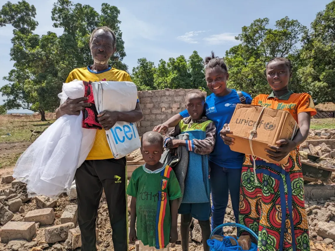 Serge was one of the 200 household heads who received an assorted package of non-food-items as relief in his village of Bedoua