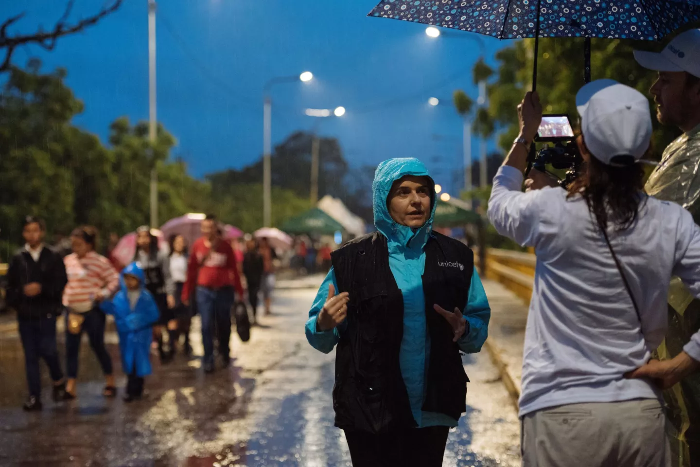 A UNICEF employee reporting for media