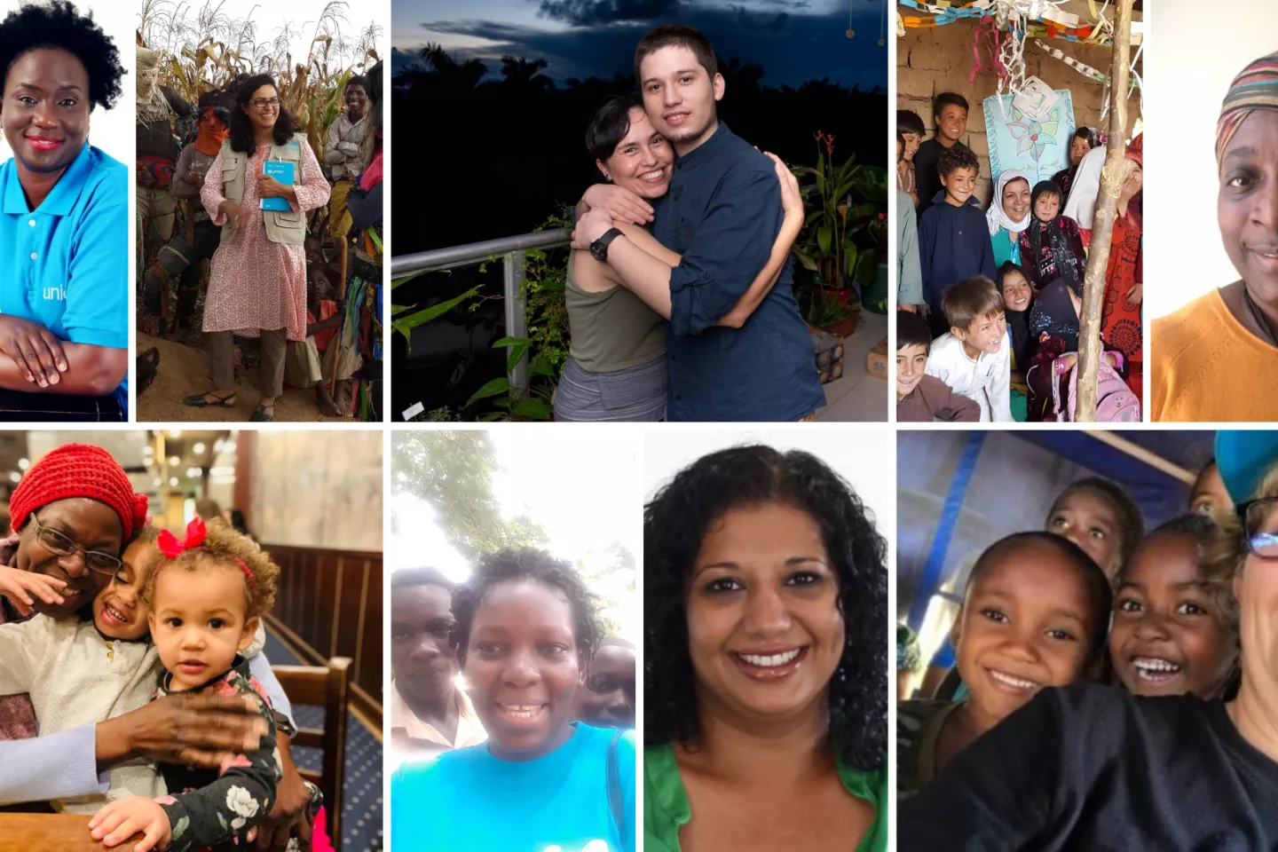 Photo collage of UNICEF female staff