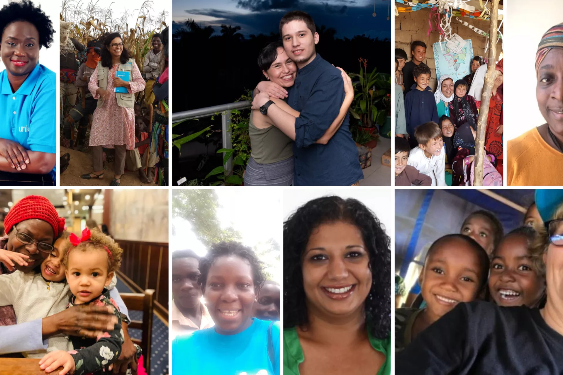 Photo collage of UNICEF female staff