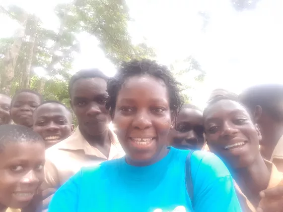 Anna Mensah surrounded by children