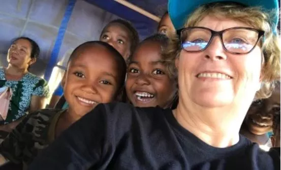 Brigitte Pedro with kids
