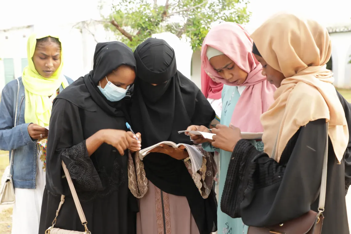 Candidates studying ahead of their exams at a Centre in Ab&eacute;ch&eacute;, Ouadda&iuml; province.