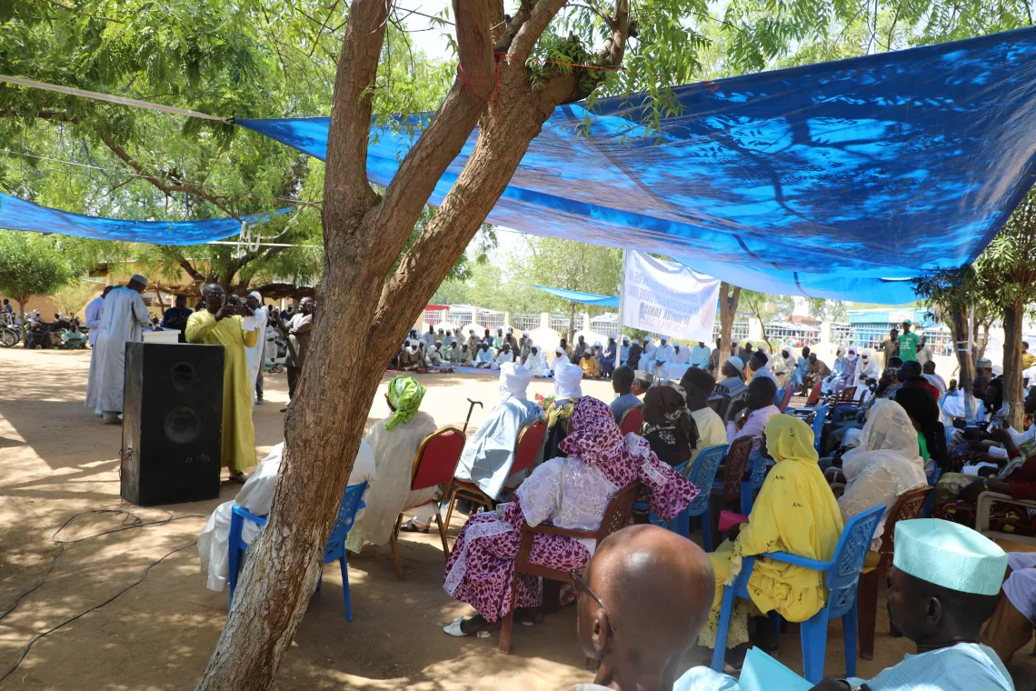 Overview of participants at the End of Open Defecation certification ceremony in Tania 1 and Tania 2 disctricts in Bokoro, Hadjer Lamis Province, Central Chad.